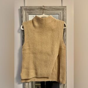 Mango Ribbed Cowl Neck Knit Vest_Beige_Size S_NWOT